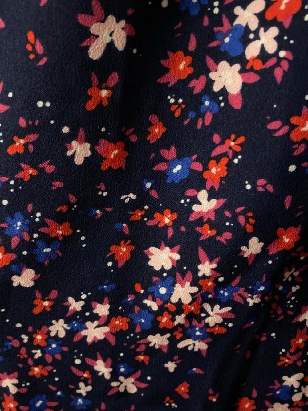 J. Crew Navy Floral A-Line Skirt with Red and Pink Accents